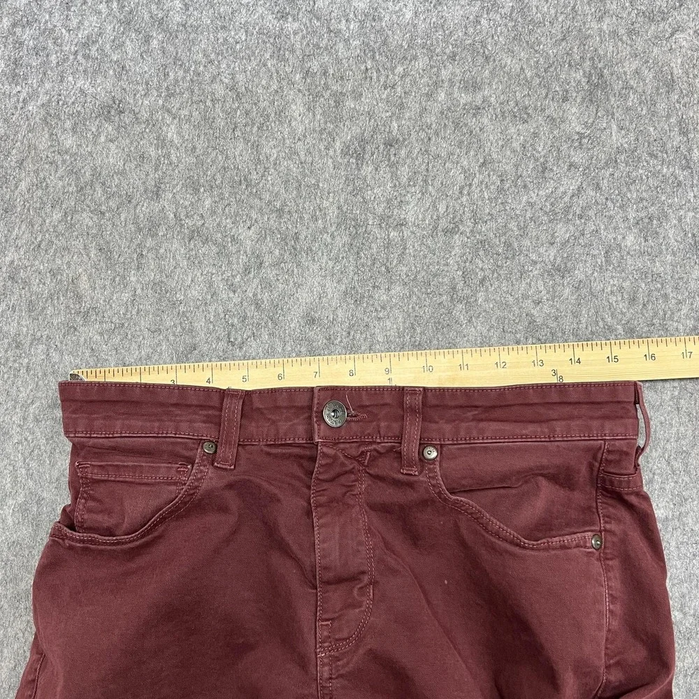 Paige Jeans Mens 31x28 Burgundy Federal Slim Straight Stretch Denim Pants Preppy